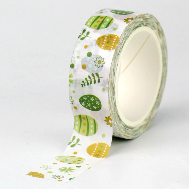 NEW 1PC 10M Decor Green Flowers Leaves Easter Eggs Washitape for Scrapbooking Journal Adhesive Masking Tape Kawaii Papeleria