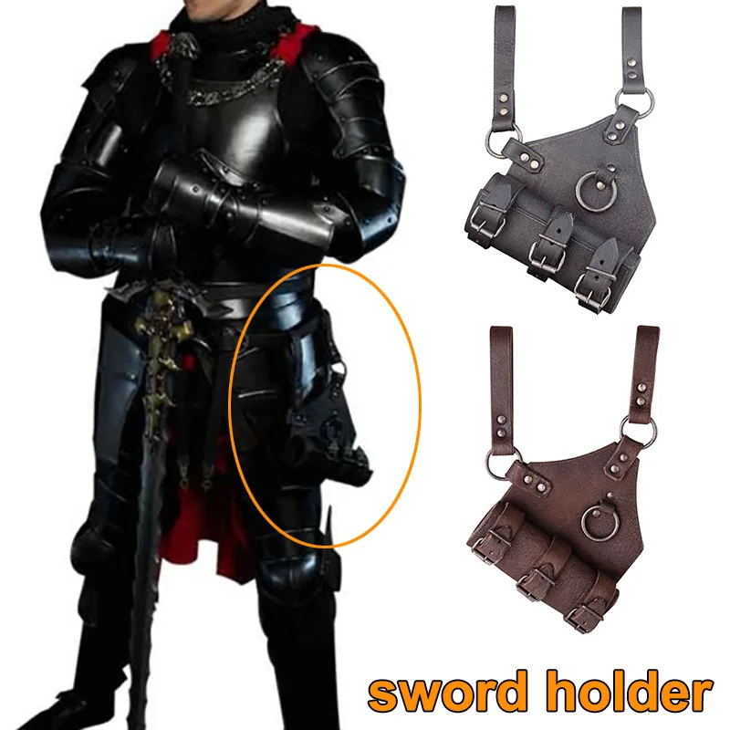 

Medieval Belt Sword Sheath Scabbard Frog Holder PU Leather Buckle Strap Rapier Holster Viking Warrior Cosplay for Men Costume