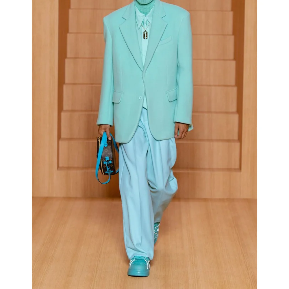 

2 Pieces Men's Suits Peak Lapel Fashion Boutique Chic Male Suit Social Party Loose Casual Jacket Pants