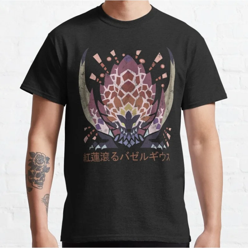 

Monster Hunter World Iceborne Seething Bazelgeuse gift t shirt Videogame MHW Graphic tee 100% cotton Y2K Clothes All size tops