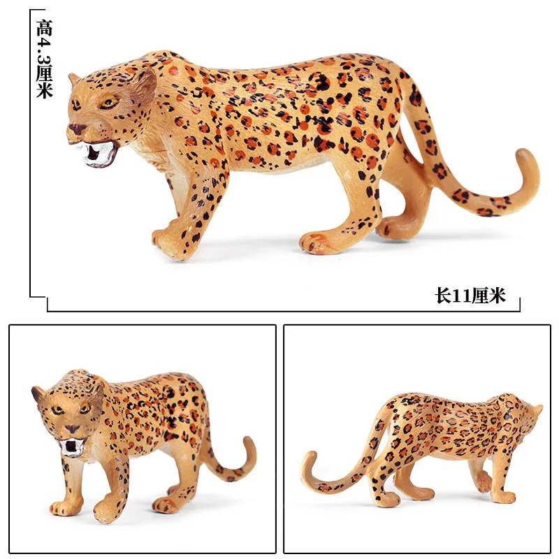 Wildlife Model Children Toys Animal Growth Cycle Jaguars Cheetahs African Leopard Bull Panda Hippo Elephant Ornament Set Figures