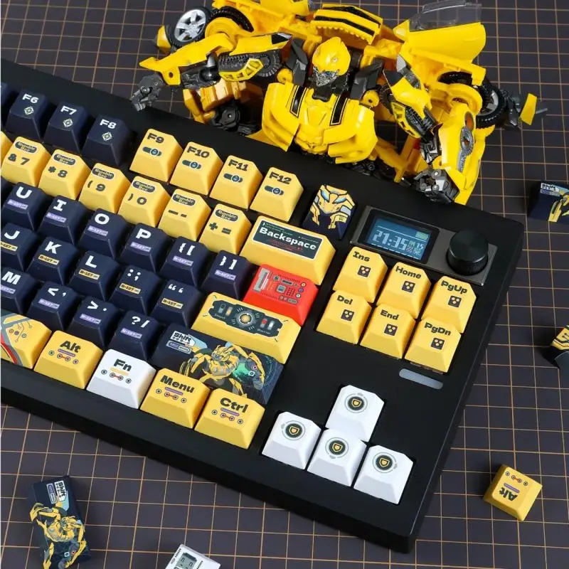 Bumblebee Themed Keycaps, PBT Dye-Sublimated, OEM Profile, Matte Non-Transparent, Compatible with Cross-Stem Mechanical Switches