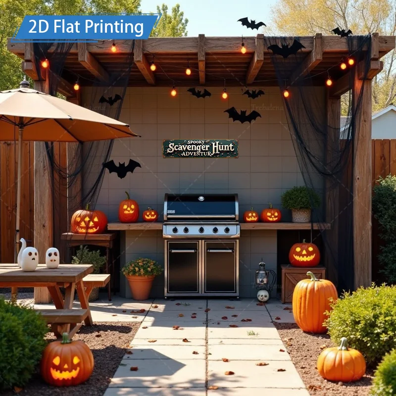 1pc 8x12inch Metal Sign Spooky Scavenger Hunt Adventure: Halloween Themed Metal Sign Decor