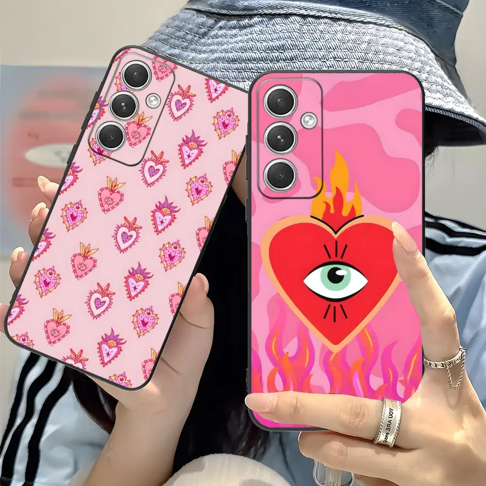 Cool Sacred Heart Mobile Phone Case for Samsung Galaxy S26 S25 S24 S23 S22 S21 S20 Note20 Plus FE Ultra Colorful Cover Luxury