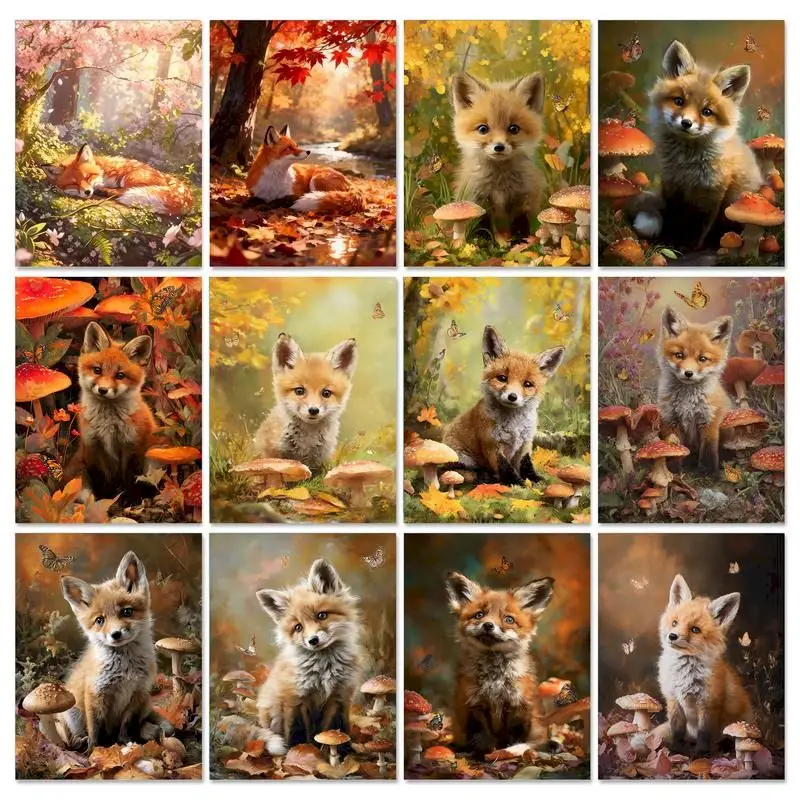 

GATYZTORY Oil Picture By Number Fox Animal Kits Painting By Number For Adults Drawing On Canvas HandPainted Gift Home Decoration