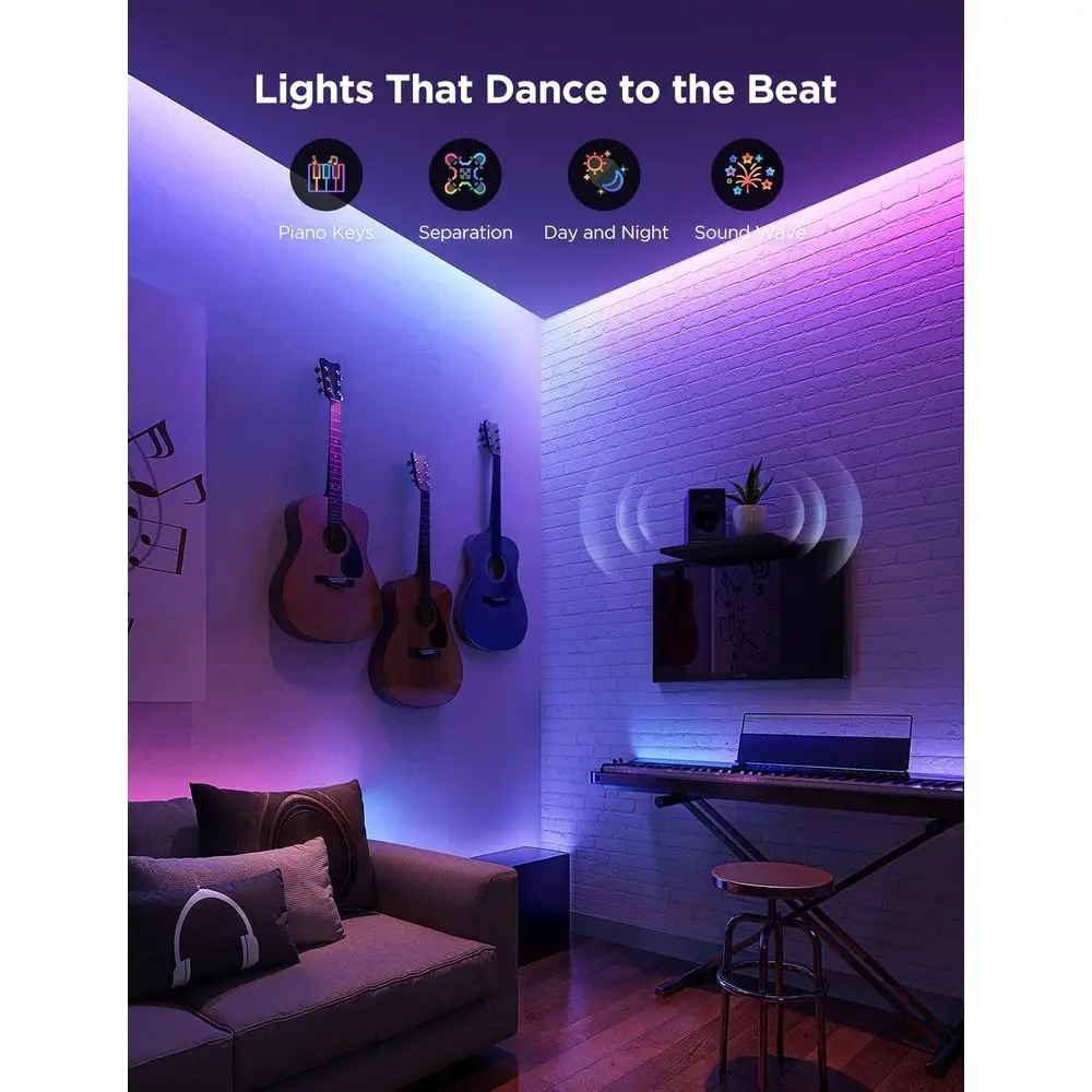 RGBWWIC Strip Light 2 Pro with Matter, 6.56t Smart LED Strip Lights Compatible with Alexa and Assistant, Color Changing LED Ligh