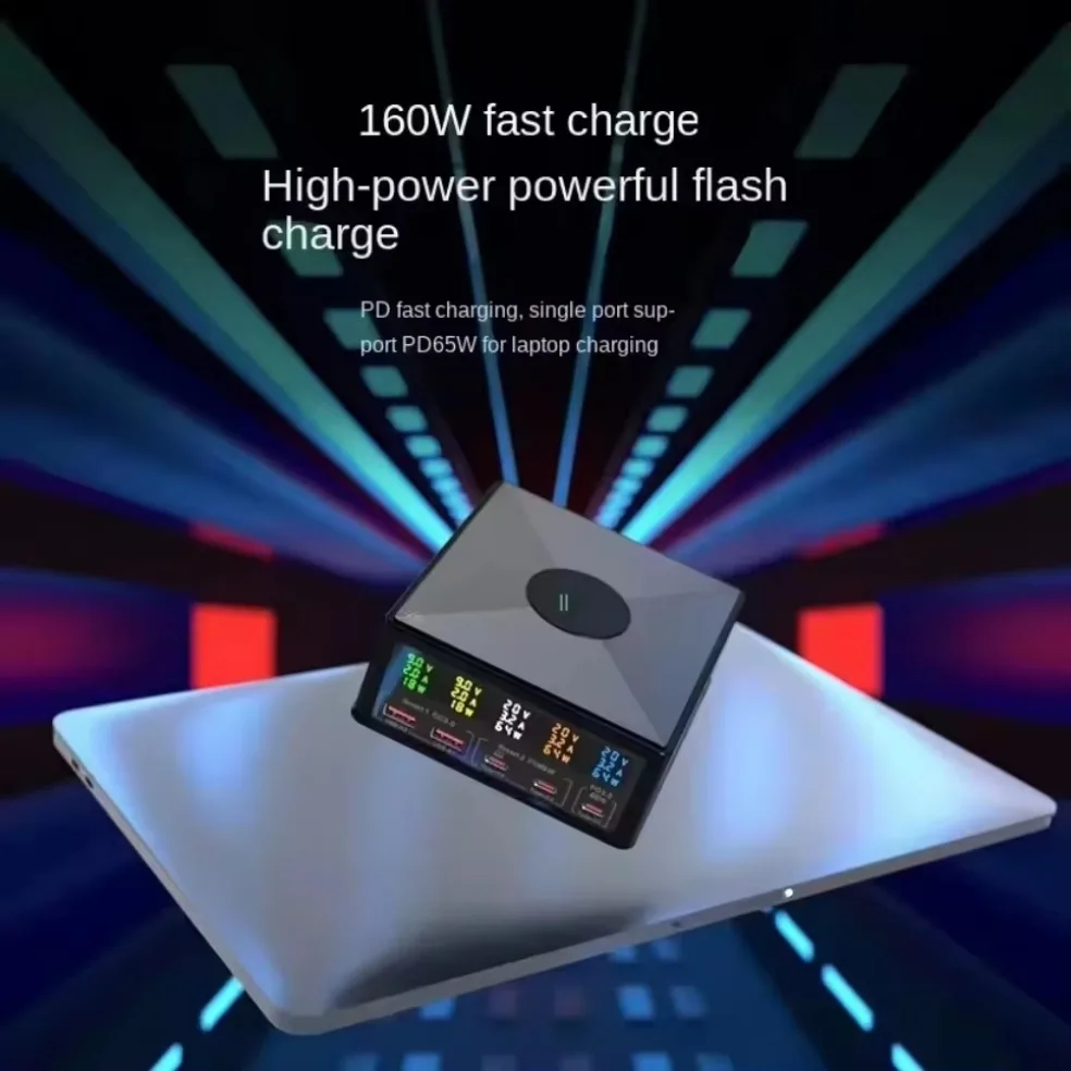 160 واط USB C GaN شاحن شاحن لاسلكي PPS PD 65 واط 100 واط سطح المكتب محطة شحن سريعة الطاقة لماك بوك اللوحي آيفون 16 سامسونج #4