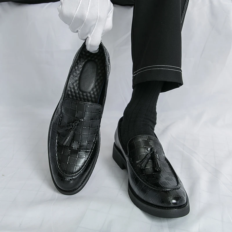 

Мужские туфли-оксфорды из искусственной кожи, классические формальные мужские лоферы, деловые модельные туфли для мужчин, удобные офисные свадебные туфли без шнуровки