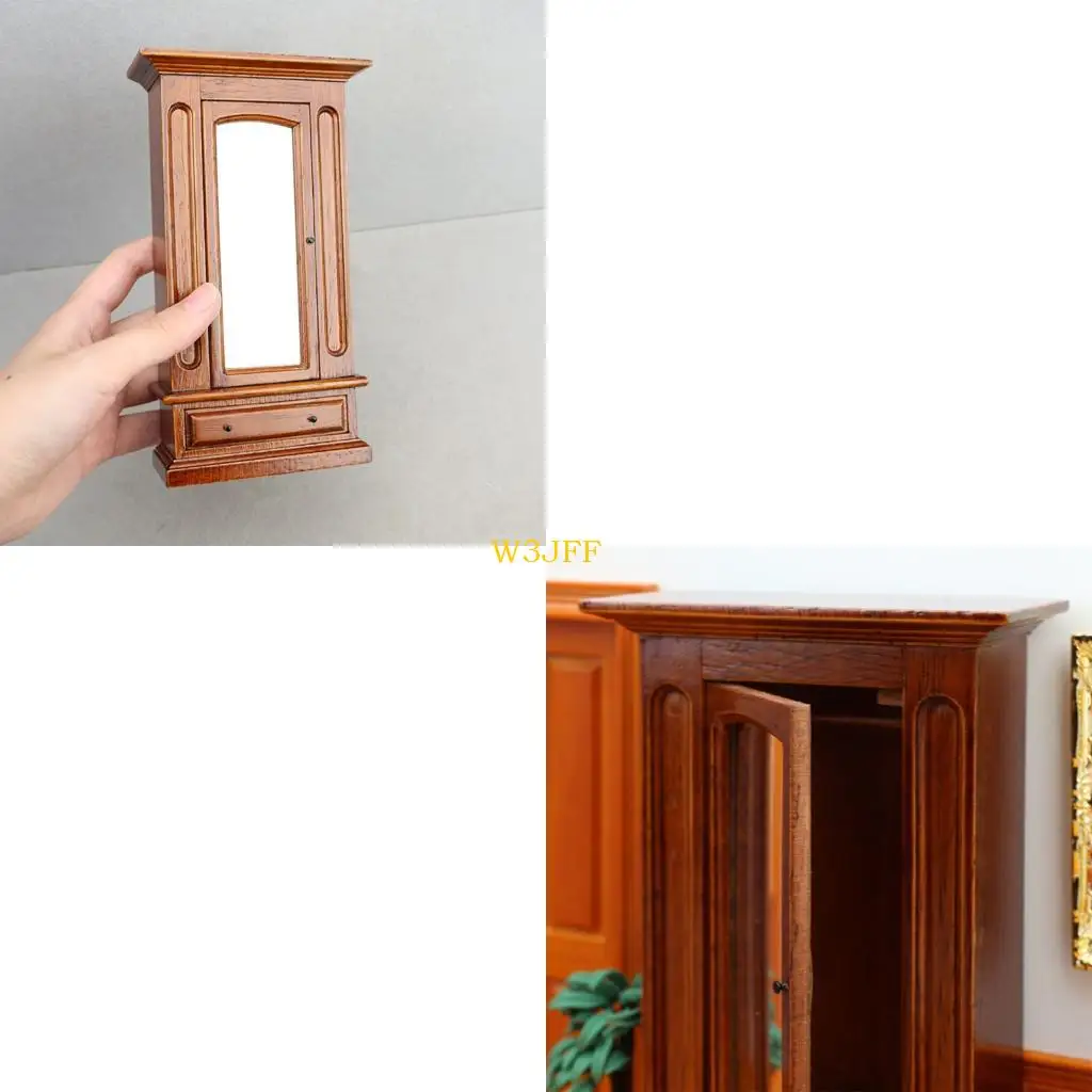

W3JF Fitting Mirror for Doll House Stand Decorative Figure Full Mirror Pretend Play