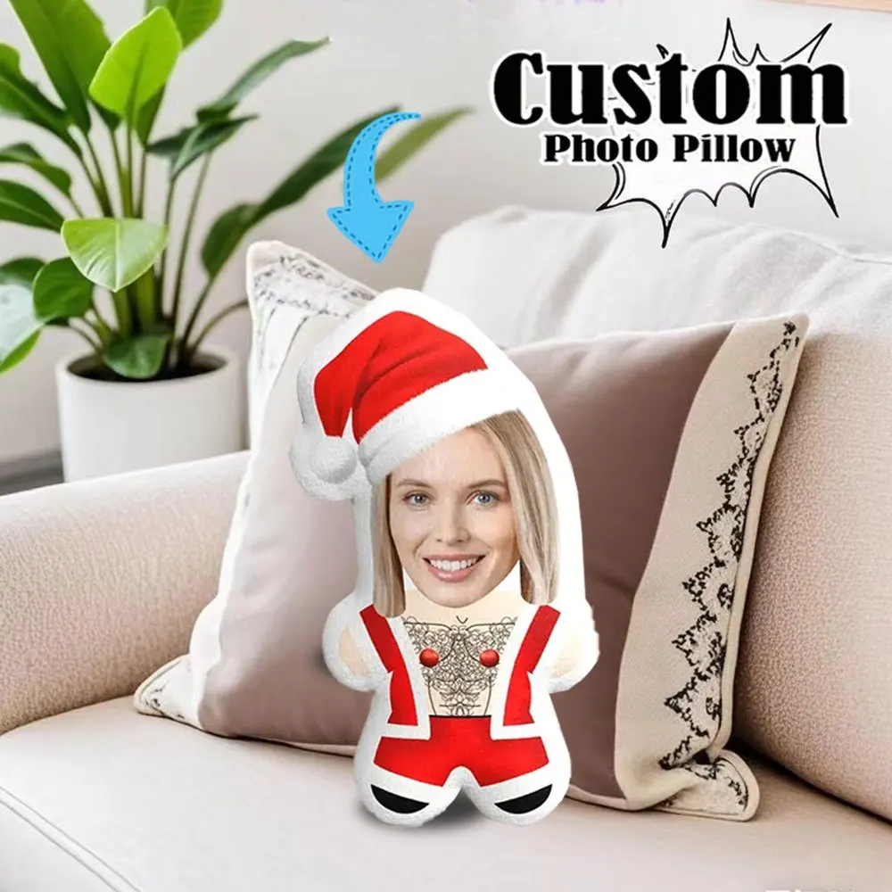 Custom Plush Pillow - Personalized Photo Cushion with Your Own Picture, Soft Plush Fabric, All-Season Home Decor for Christmas