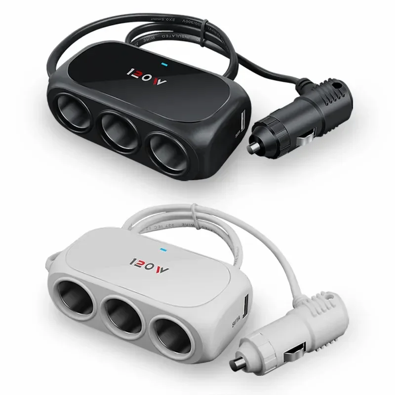 3 Sockel Auto Zigaretten anzünder Splitter Dual USB LED Auto Schnell ladegerät 120W 12V 24V Auto ladegerät Adapter für iPhone GPS Dashcam