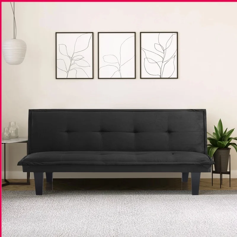 

Modern Faux Suede Futon Sofa Bed Convertible Couch with Adjustable Backrest Ideal Apartments and Overnight Guests