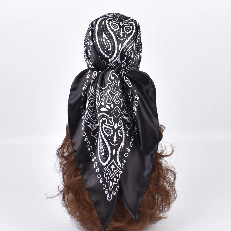 

Luxury Fashion Print Silk Square Scarf Women Soft Satin Hairband Neckerchief Tie Female Headband Foulard Bag Ribbon 90*90cm