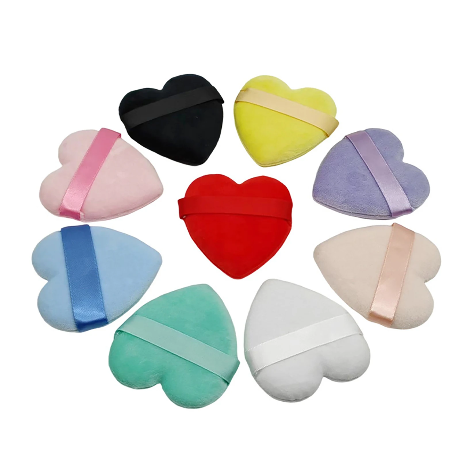 1Pc Make-Up Hoge Kwaliteit Fluwelen Pufjes Poeder Puffs Katoen Velours Liefdesvorm Poeder Puff Met Riem Sponzen Make-Up Tool