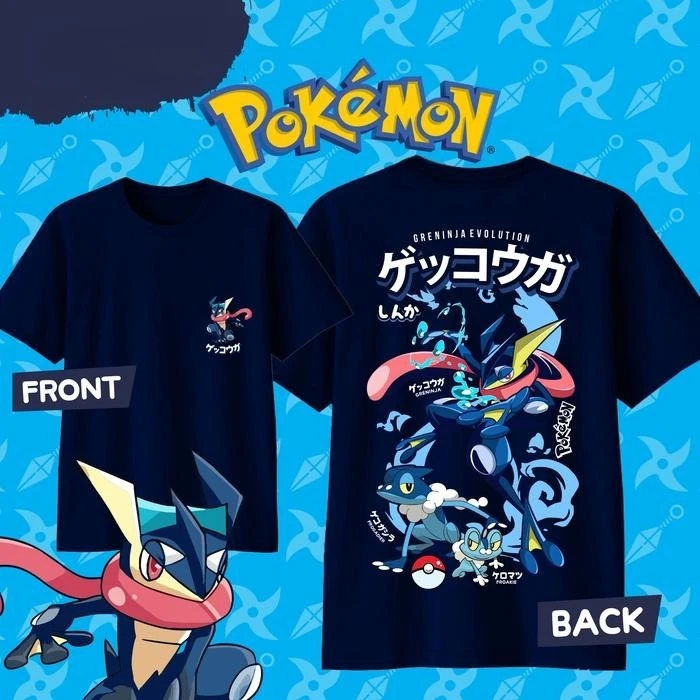2026 Summer Hot Sale Pokemon Greninja Print T-Shirt, 100% Cotton Casual Loose Sport Tee for Adults Kids Family Breathable Tops