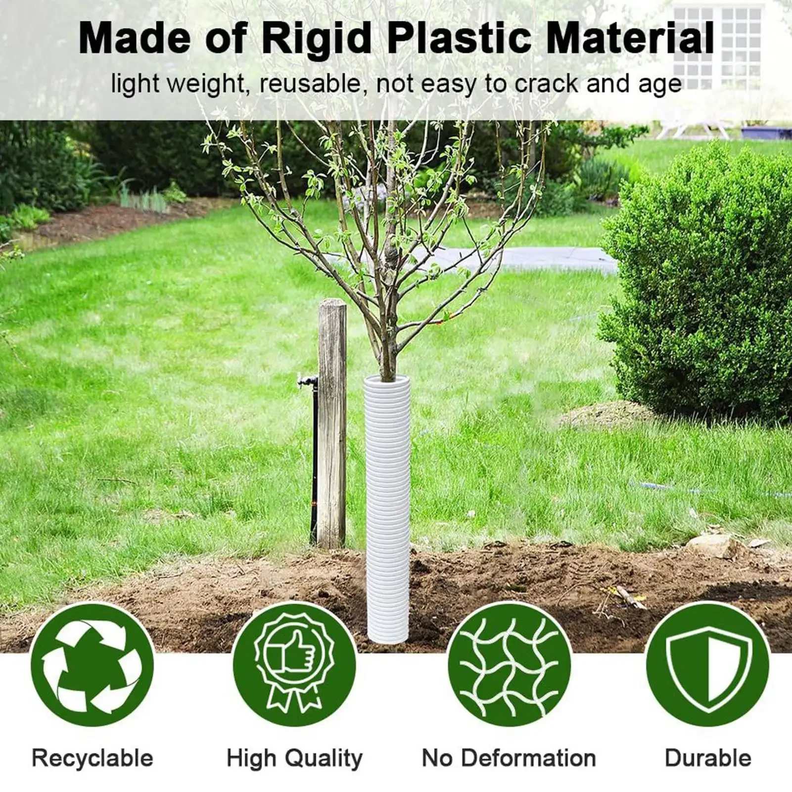 Tree Trunk Protector Guard 4 Pieces Sapling Protection Tube Weatherproof Bark Guard Sleeve For Landscape Farm Forestry Yard