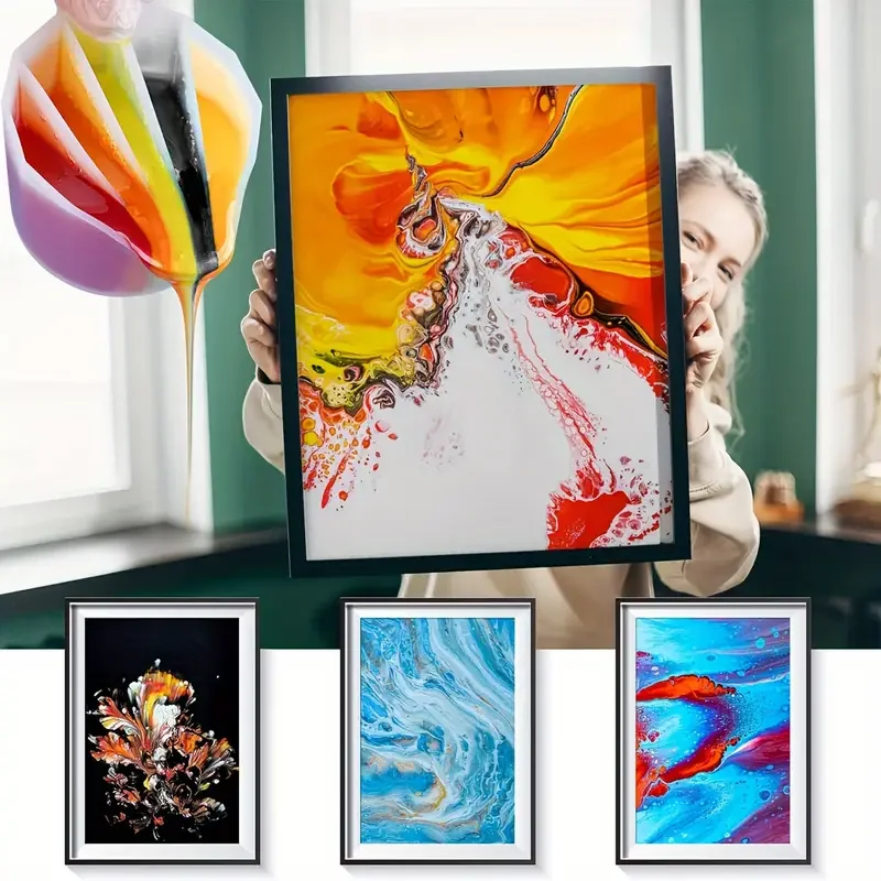 ถ้วยแยกสําหรับเทสี,Reusable Fluid Art แยกถ้วยซิลิโคนแยกถ้วยเทพร้อมวงเวียนสําหรับสีอะคริลิคเรซิ่น