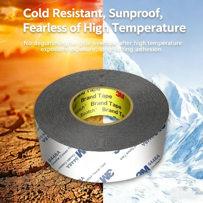 3M 50m 9448A Strong Double Sided Tape Adhesive 5-50mm Width  High Viscosity High-Temperature Resistance for Car Home Black Tape view 4