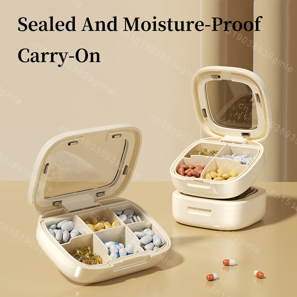 4/6Grids Organizer Container Travel Weekly Pill Box Transparent Sealed Moisture-Proof Sealed Plastic Travel Medication Organizer
