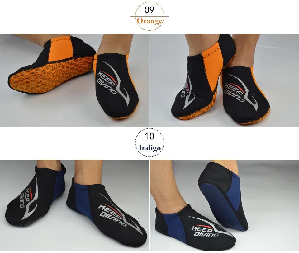 3 mm Neopren bunte Tauchsocken, freche Strandschuhe, Schnorchelausrüstung, Schuhe in Flossen, rutschfeste Heimsocken – Detail 8