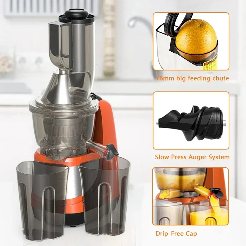 for3-in-1 Smoothie & Ice Cream Maker Big Mouth Slow Juicer Extractor Machine Stainless Steel Masticating Juicer Home n Use