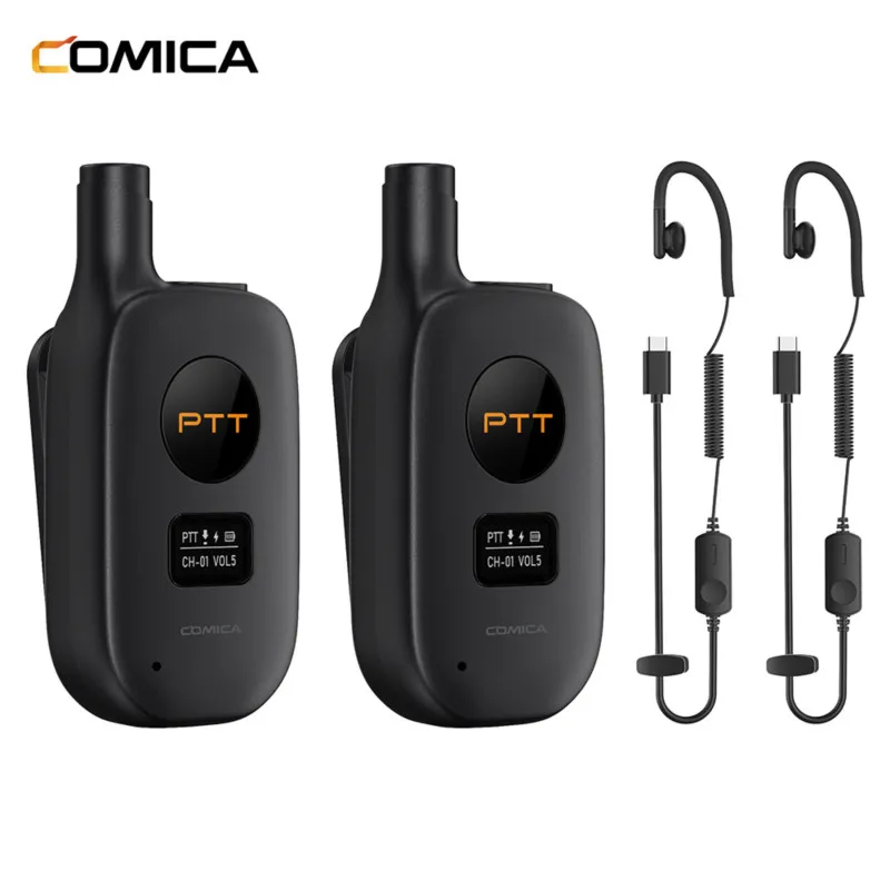 Comica Seekcom M1 Ultra Mini Lavalier Walkie Talkies 22 Channels Portable Two Way Radio with Earpieces for Restaurants