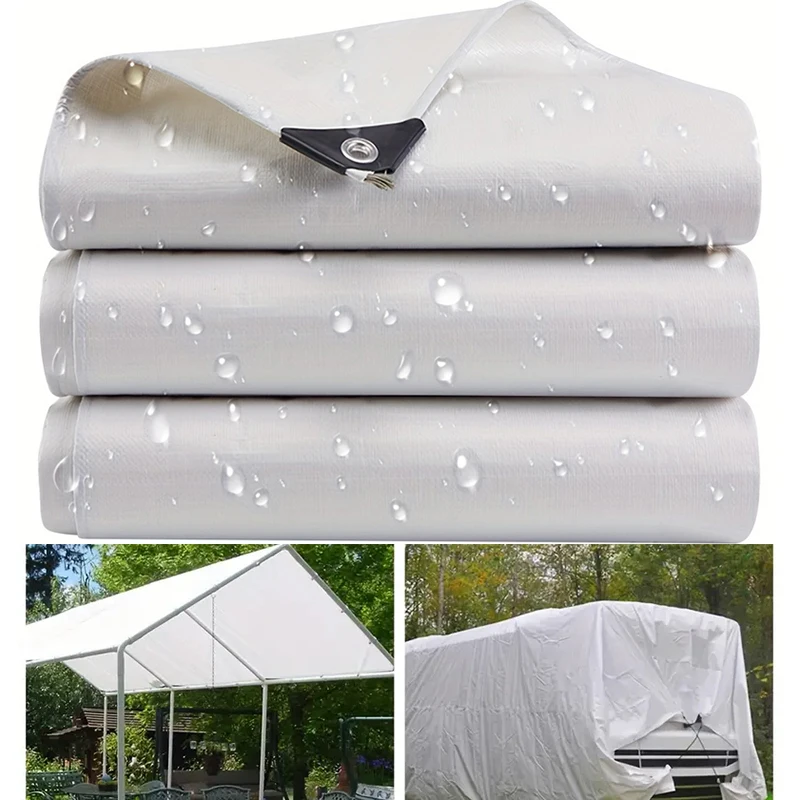 Toldo de lona impermeable blanco, lona rectangular Anti-UV, parasol, vela para acampar, jardín, Patio, dosel al aire libre