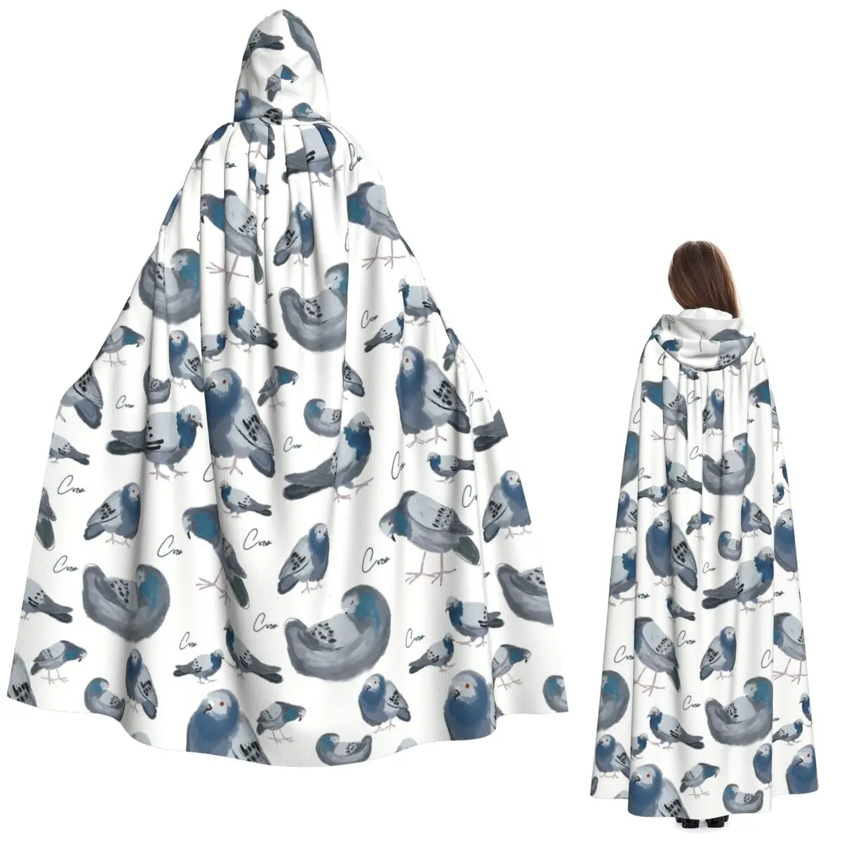 

Pigeons Long Hooded Cloak Witch Medieval Costume Cosplay Cape HalloweenParty Adult Unisex