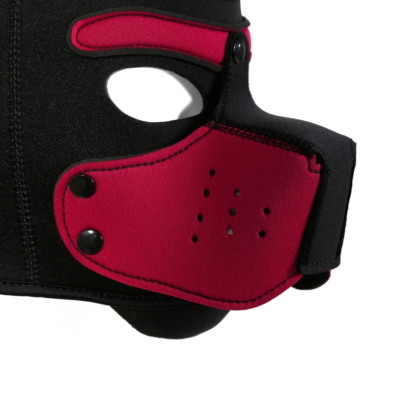Unisex Halloween Pupply Play Party Sexy Costumes of Men Women Latex Open Mouth Hole Dog Headgear Full Face Fetish Mask Hood