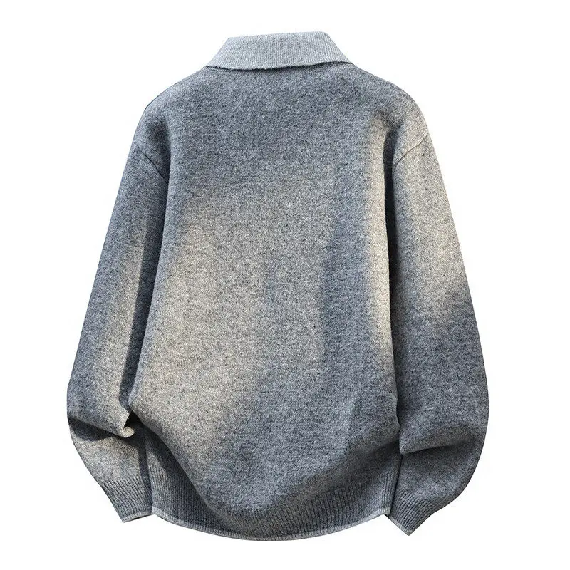 Men's Fashion Fake Two-Piece Knitted Sweater Casual Loose Fit V-Neck Pullover Winter Warm Jumper