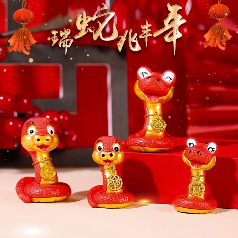 Figuras serpiente resina china, adornos decorativos para tartas, adornos decorativos para festividades del año 2025, 4