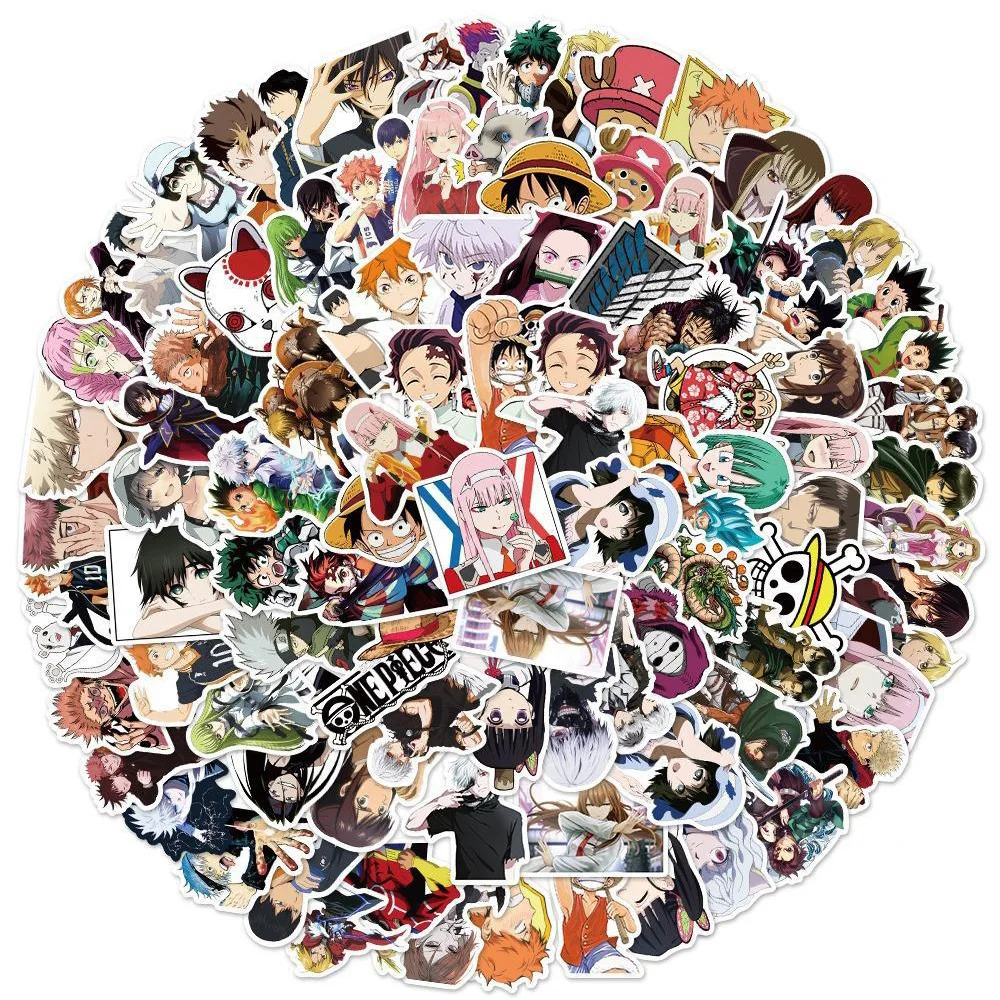 50/100PCS Mix Anime Demon Slayer Jujutsu Kaisen My Hero Academia Stickers Laptop Suitcase Car Cartoon Decoration Sticker Kid Toy