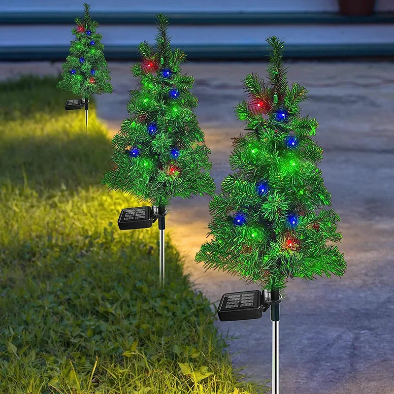 Solar Lights Christmas Tree Garden Decoration Light Outdoor Waterproof Lawn Lamp For Courtyard New Year Party Christmas Gifts