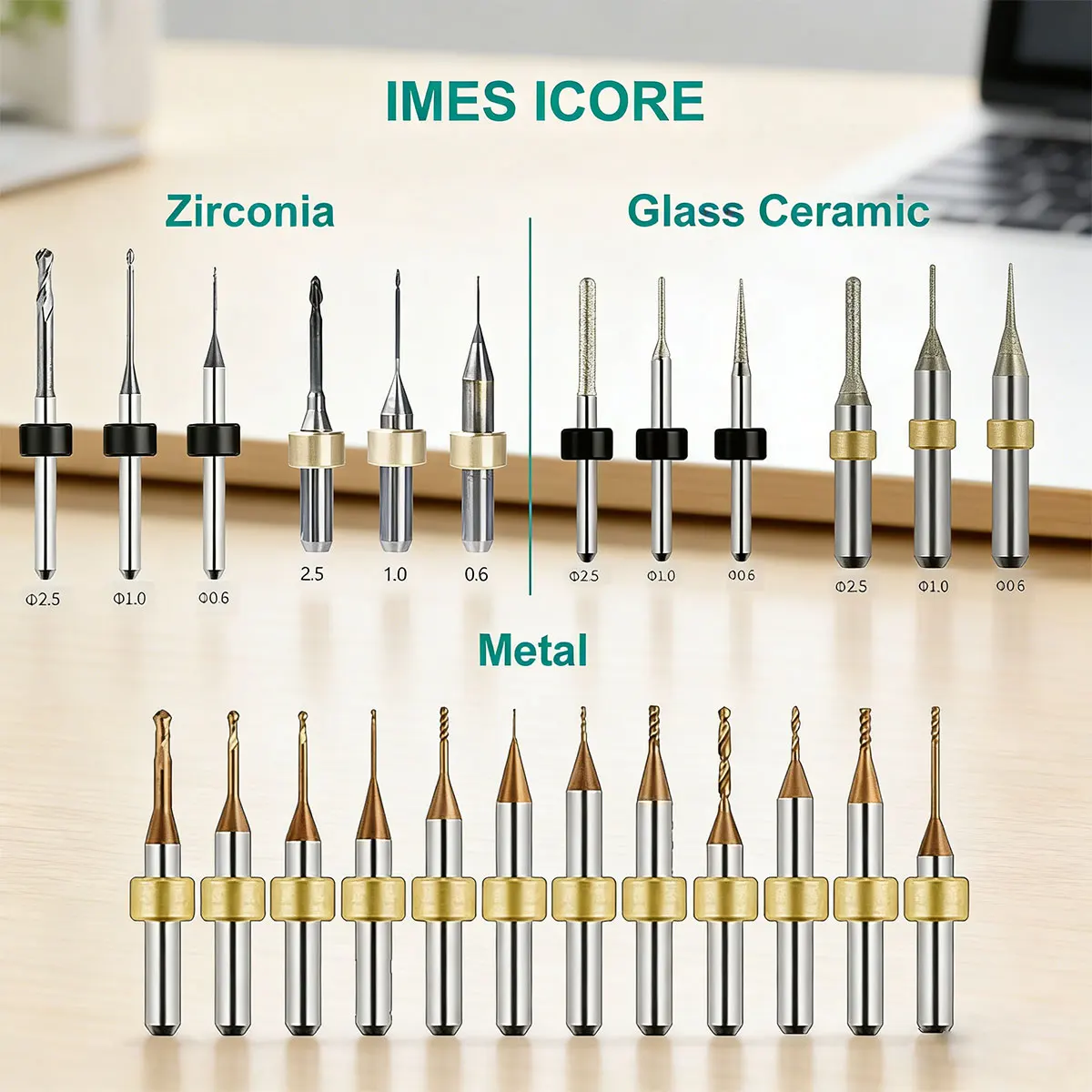 

JEEDENT IMES ICORE CAD/CAM Milling Burs For Zirconia & Glass Ceramic & Metal Emax Diamond Coating Grinding Tool Dental Lab Use