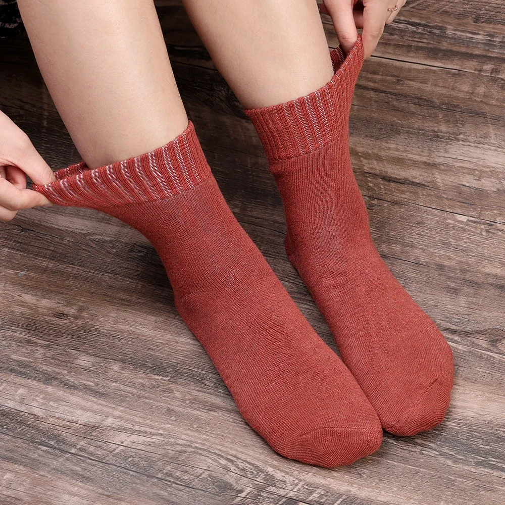 1/5pairs Winter Wool Socks Dikke Warme Effen Kleur Thick Harajuku Retro Koude Slip Mode Toevallige Kasjmier Antifreeze Sokken