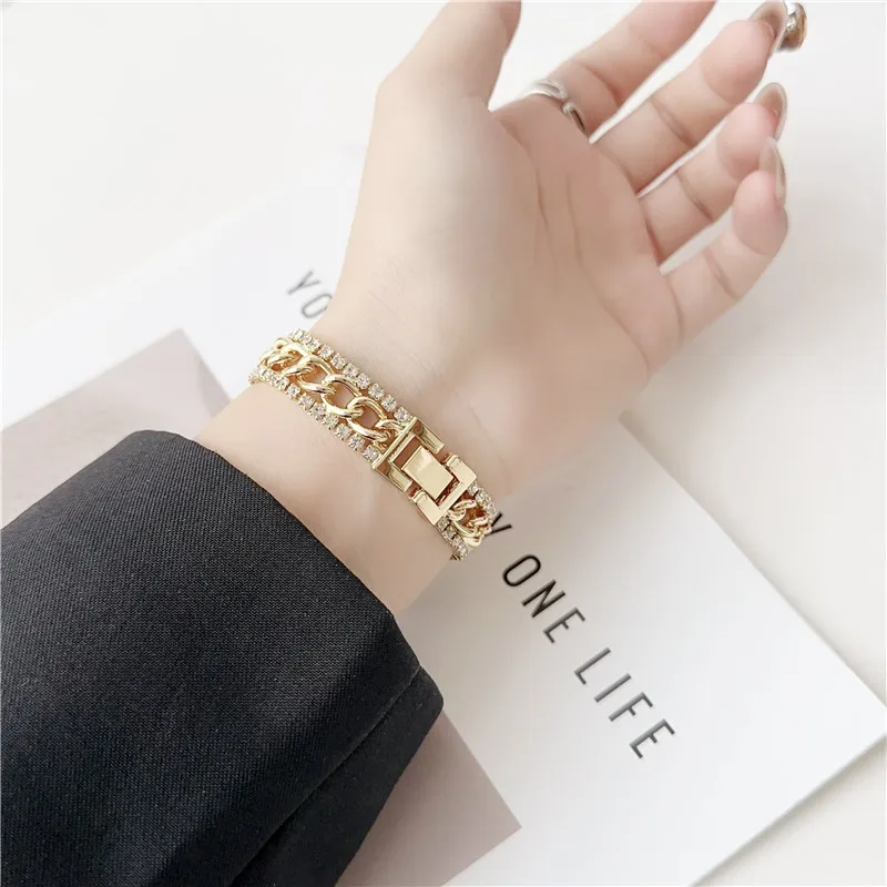 Tali logam Bling berlian imitasi mewah, tali logam 18mm 20mm 22mm untuk Apple iwatch S9 S8 S7 S6 SE tali pengganti Huawei GT4 Fit3 Watch4pro