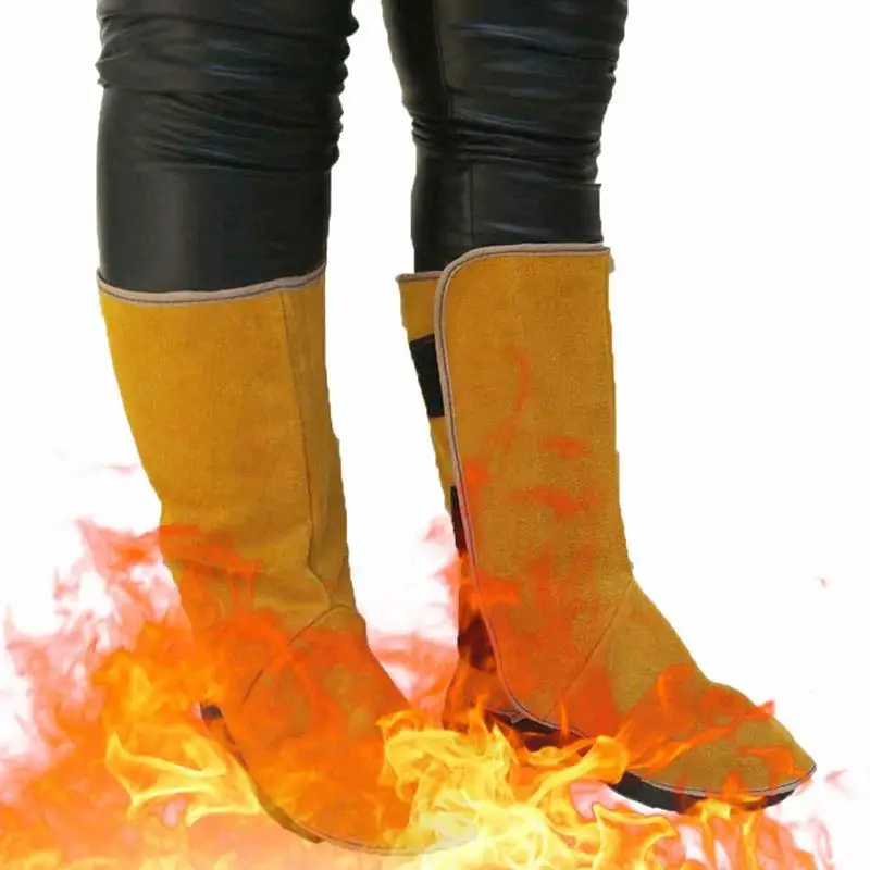 Two-layer Leather Welding Spats Protective Shoes Feet Cover Protection Flame Resistant Boot Leggings Welder Foot Cover