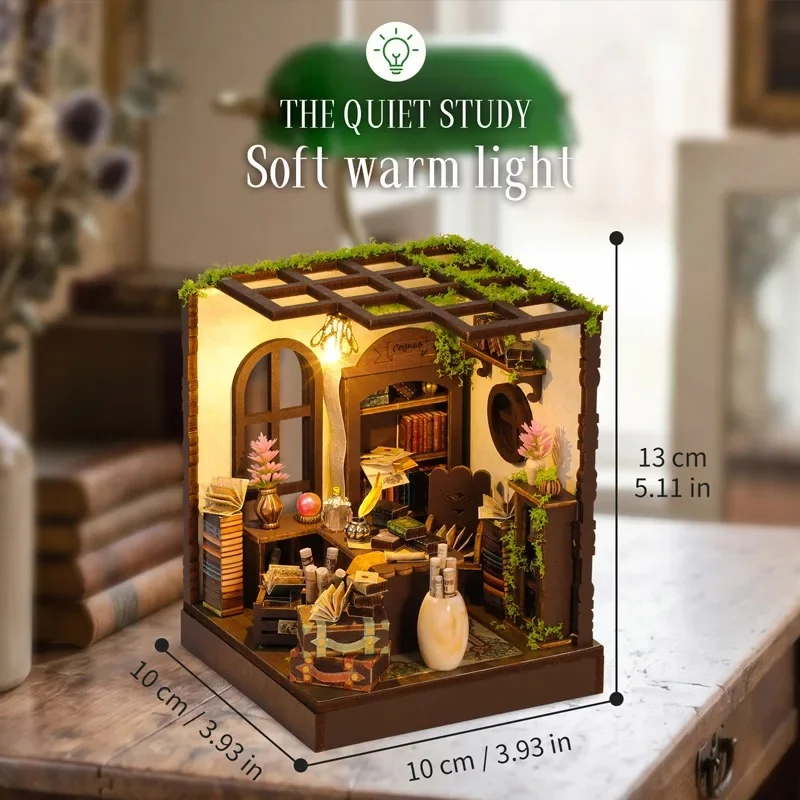 DIY Wooden Mini Casa Potion Lab Enchanted Book Cottage Miniature Model Kits With Furniture Dollhouse for Friends Birthday Gifts