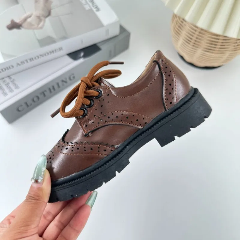 Spring Autumn New Fashionable Casual Comfortable Leather Shoes Boys Girls' Western Style Soft soled British Style Casual Shoes