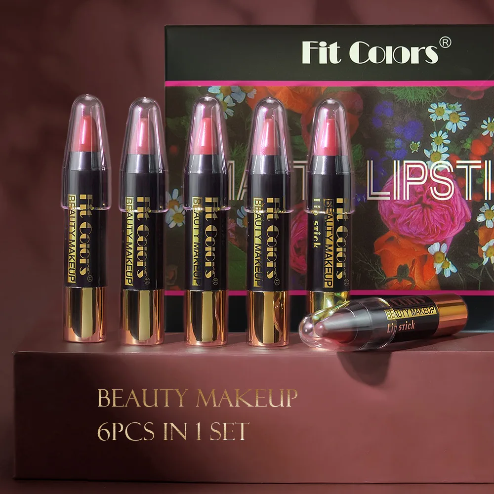 Waterproof Crayon Lipstick 2 in 1 Velvet Matte Glossy Oil Non Sticky Transfer Proof Hydrating Lip Color Set for All Day Wear