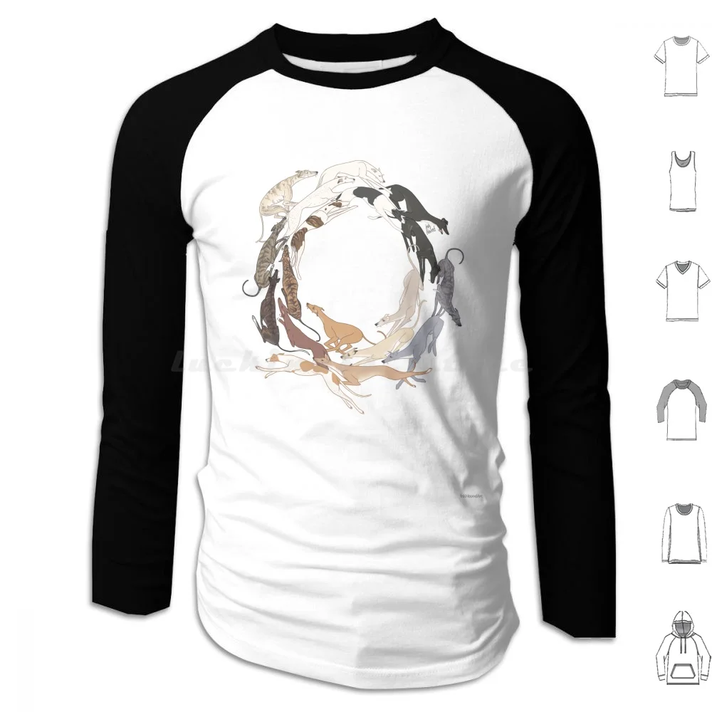 The Greyt Hound Romp sudaderas con capucha de manga larga galgo sabueso galgo Lurcher Whippet perro galgo italiano Brindle