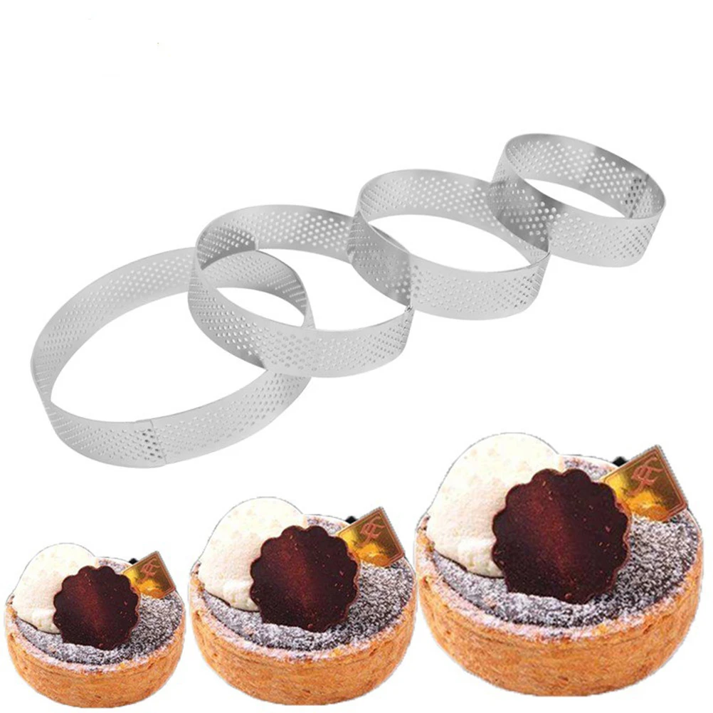 

Stainless Steel Cake Mold Ring Round Hole Baking Pastry Tool Cookies Ventilated Design Mousse Cake Ring Kitchen Barware