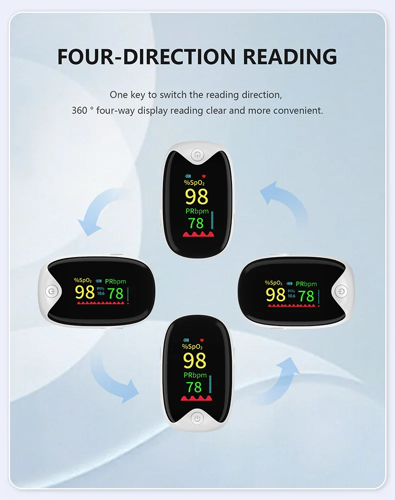 AiQUE مقياس التأكسج لنبض الإصبع من الدرجة الطبية SpO2 مراقب TFT المحمول مراقب تشبع الأكسجين في الدم للبالغين كبار السن #4