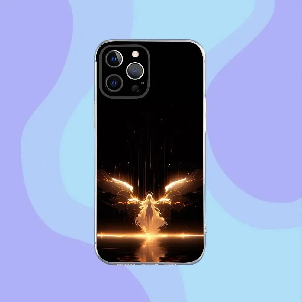 Чехол для телефона Fantasy Angel Girl Wings для iPhone 16,15,14,13,12,11 Pro, Max, Plus, X, XS, XR, SE, мини-прозрачный силиконовый мягкий чехол