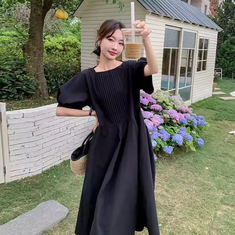 Summer New Women's Dress Casual Round Neck Commuter Dress