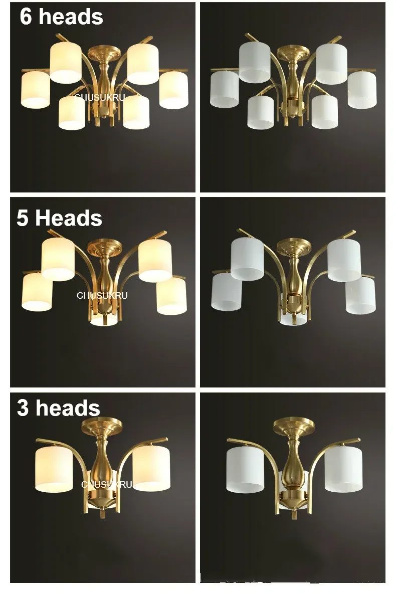 All copper American ceiling lamp living room bedroom lamp study lamp atmosphere simple modern copper Nordic lamps #6