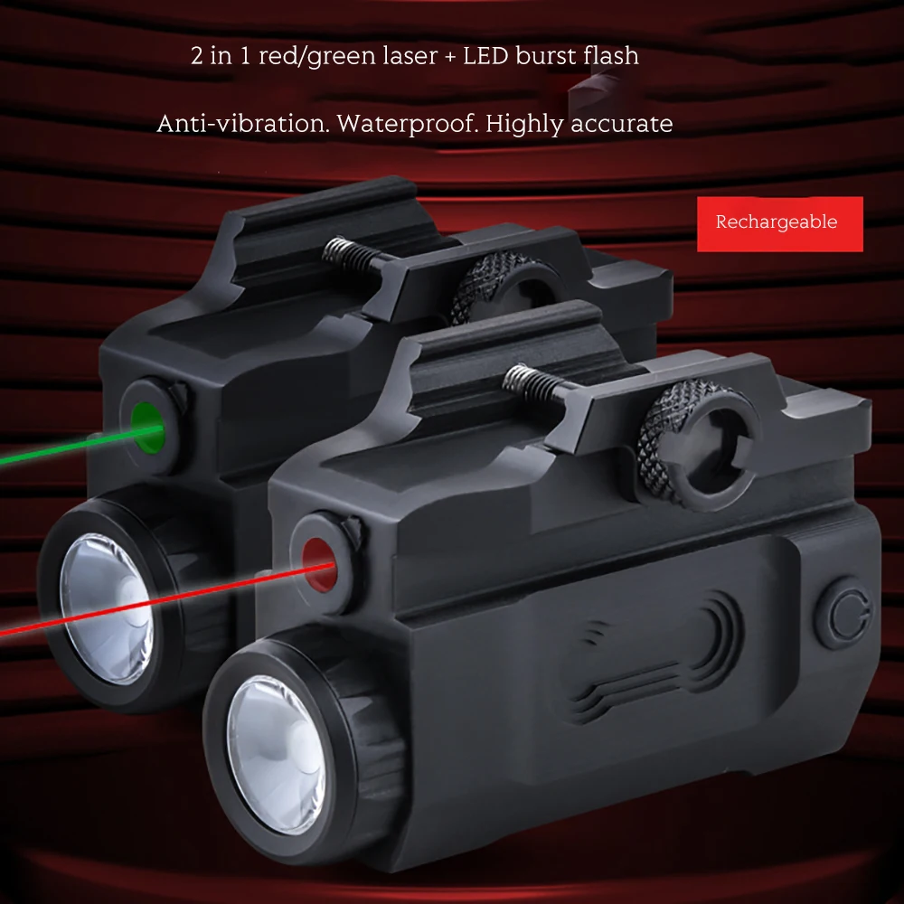 Flashlights Hunting Light 2-In-1 Laser LED Burst Flash Suitable for 20mm Picatinny Trackrechargeable Usb Charging Cable