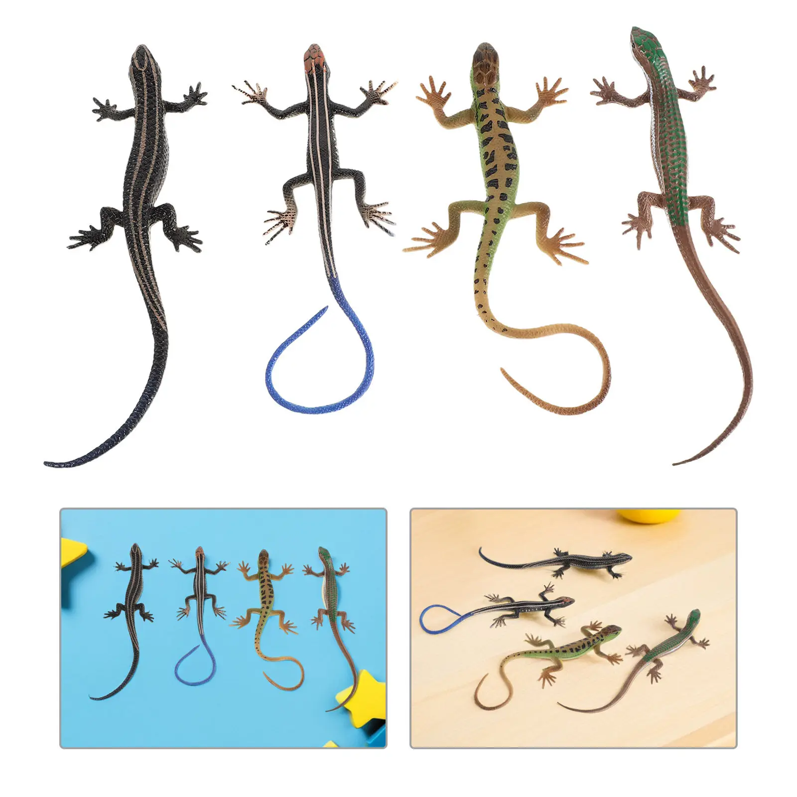 

Набор из 4 реалистичных пластиковых фигурок ящериц для изучения природы, занятий в классе, походов и приключений, миниатюрные