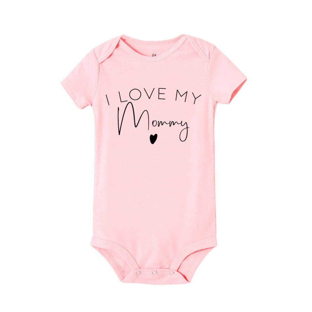 I Love Daddy Mommy Auntie Uncle Grandpa Grandma Baby Bodysuit Newborn Short Sleeve Clothes Infant Romper Boy Girls Body Jumpsuit