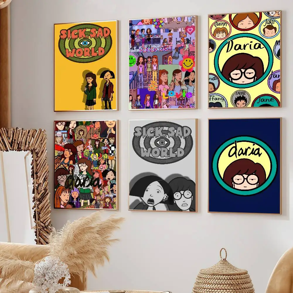 TVShow مضحك D-Daria المشارك لوحة ذاتية اللصق غرفة المعيشة مكتب الديكور غرفة نوم المنزل الجدار ملصق يطبع #1